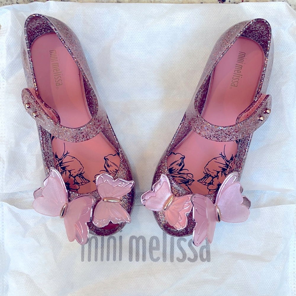 Mini Melissa Clear Glitter Pink Maryjane Girls Shoes Size 11